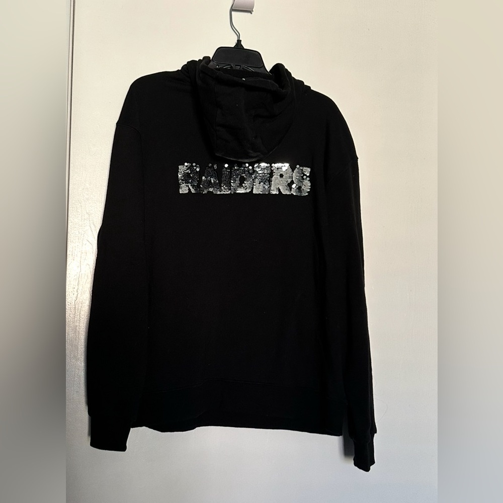 LAS VEGAS RAIDERS BLACK HOODIE RHINESTONE BLING RAIDERS SWEATSHIRT - Picture 2 of 6